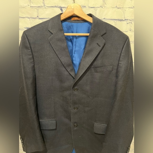 Michael Kors Suit Jacket Men Size 42 Long Navy Blue Wool/silk 3 Button Closure - Picture 3 of 10